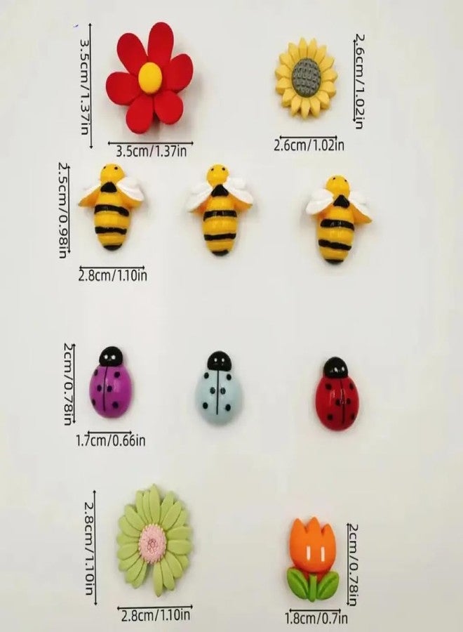 WARMINGO DE 10 Pc Resin Flower Bees Bugs Fridge Magnets for Home Decor & Gifting | Kitchen Decoration Stylish Refrigerator Accessories | Cute Fridge Magnets | Valentine Gift - Image 3